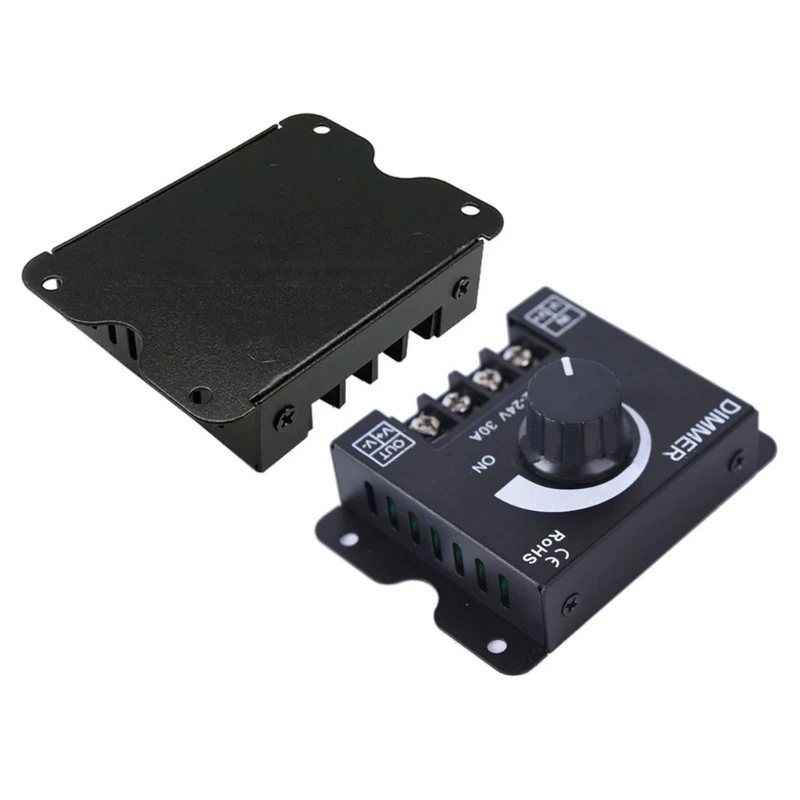 12V 24V 30A LED Light Strip Dimmer PWM Dimming Controller for Dimmer Knob Adjust ON/Off with Aluminum Housing