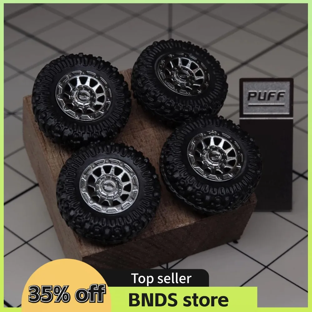 PUFF 1/64 Model Cars All Terrain Wheels Fuel-Tracker Refitting Parts with Rubber Tires For Off-road Vehicle Hot Wheels D: 13.5mm