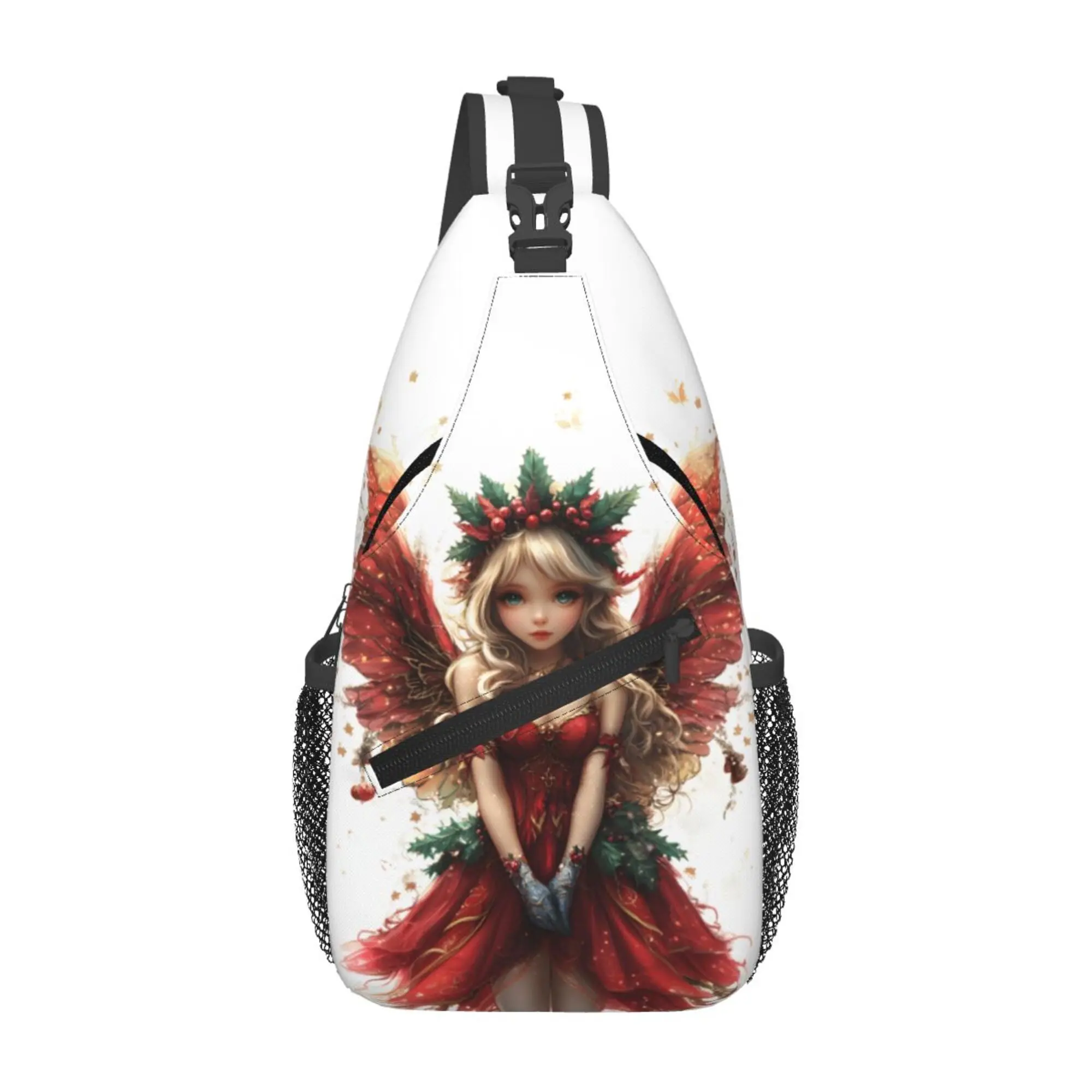 

Christmas Fairy Print Sports Waist Pack for Men Durable, Foldable, Lightweight Polyester Chest Bag Casual Multi-Function