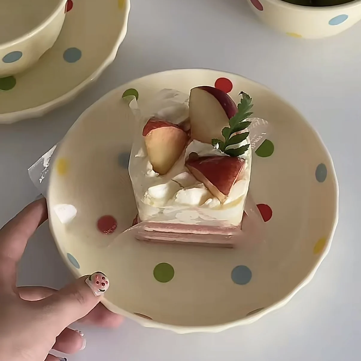 

Colored polka-dot ceramic rice bowl underglaze color household dishes plate auxiliary food ceramic bowl