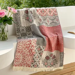 Pure Cotton Bath Towel Muslin Gauze Woven Dream Starry Sky Partten Tassel Bath Towel For Home Large And Thicken Wrapped Towel