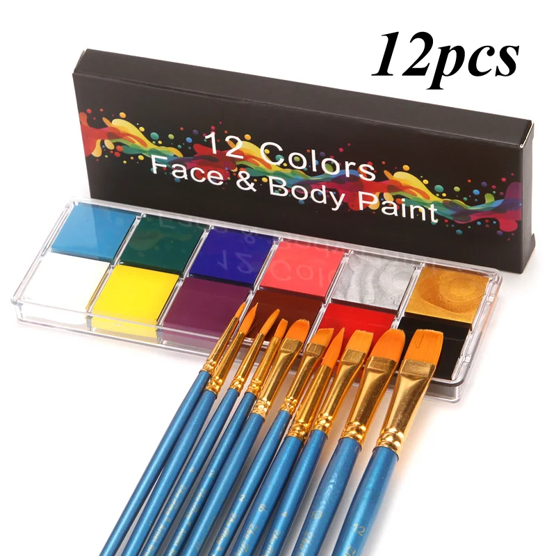 12 colors face&body paint child can use Performance makeup paint palette pinta caritas infantil halloween makeup festival