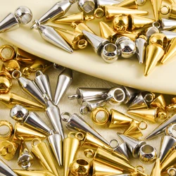 10Pcs No Fade Retro Bullet Spike Tear Rivet Pendentif Acier Inoxydable DIY Hip Hop Steampunk Punk Cone Pendant Jewelry Making