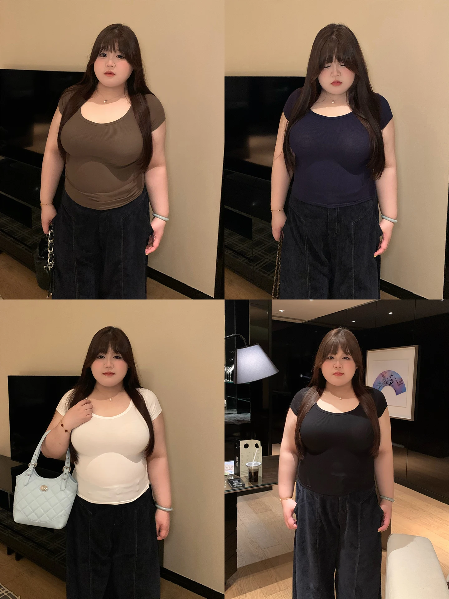 

Slim Fit U-Ne Ribbed Elastic Casual Sle T-irt plus Size Women's Faionable Comfortable Breathable ort Sve Top