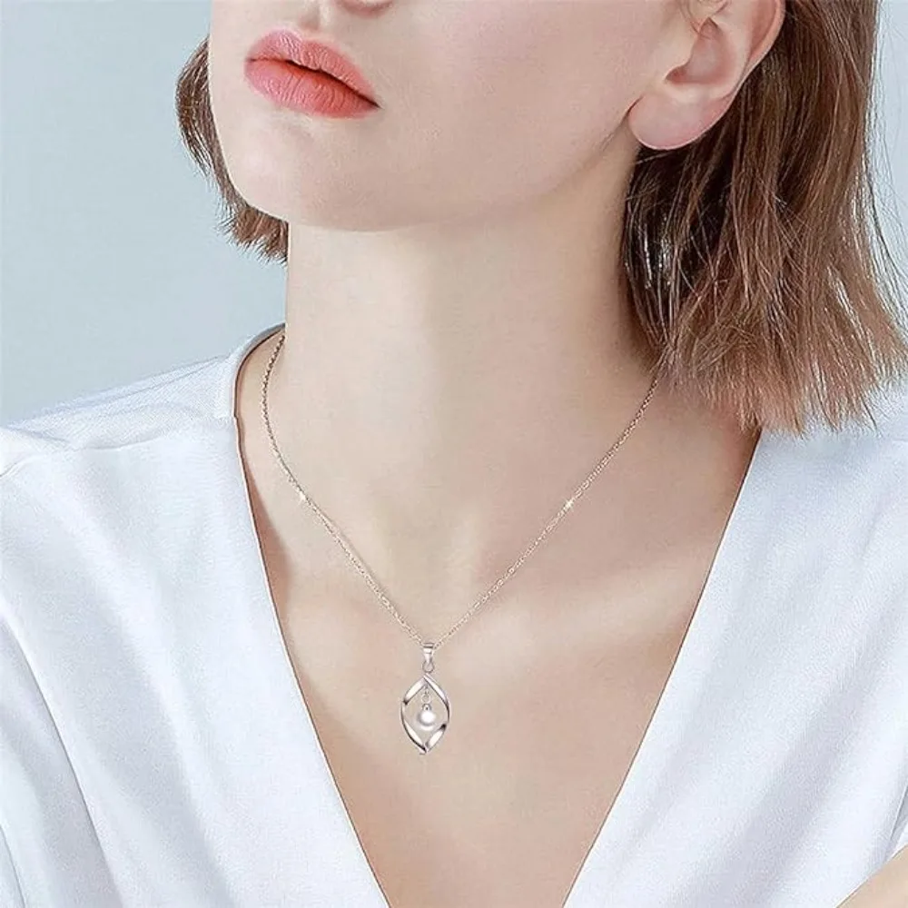 絶妙な銅の真珠のペンダントネックレス、パーソナライズされた鎖骨チェーン、女の子のための繊細なロマンチックなイヤリング