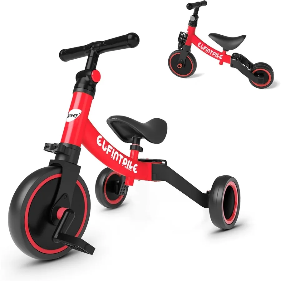 จักรยานเด็ก 5 in 1 สำหรับเด็กอายุ 1 ปี ถึง 4 ปี, รถสามล้อเด็ก, ของเล่นสำหรับเด็กชายและเด็กหญิง, ฝึกการทรงตัว