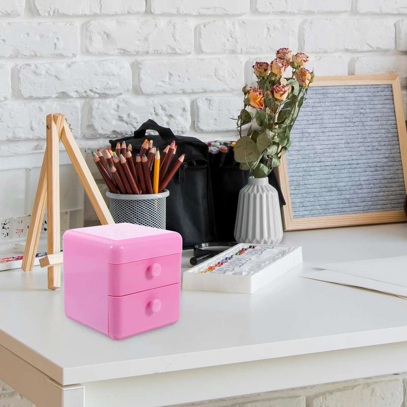 

Pink Lid Drawer Jewelry Box Chest for Rings Necklaces Hair Accessories Bedroom Organizer Storage Jewelry Organizer