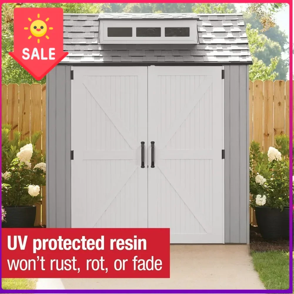 

Hot-sellingWeatherproof Gray Outdoor Storage Shed with Floor, 7x7 Feet, Ideal for Home, Backyard, and Garden Tool Organization