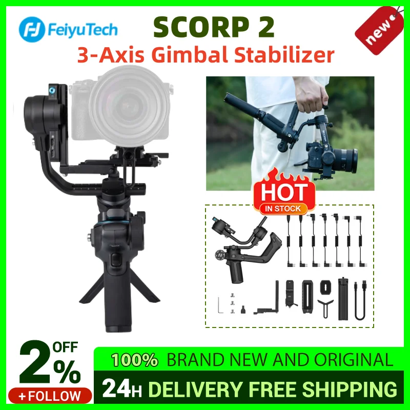 FeiyuTech SCORP 2 Camera Gimbal Stabiliser Touchscreen Built-in AI Tracker for Mirrorless DSLR Camera scorp Upgraded