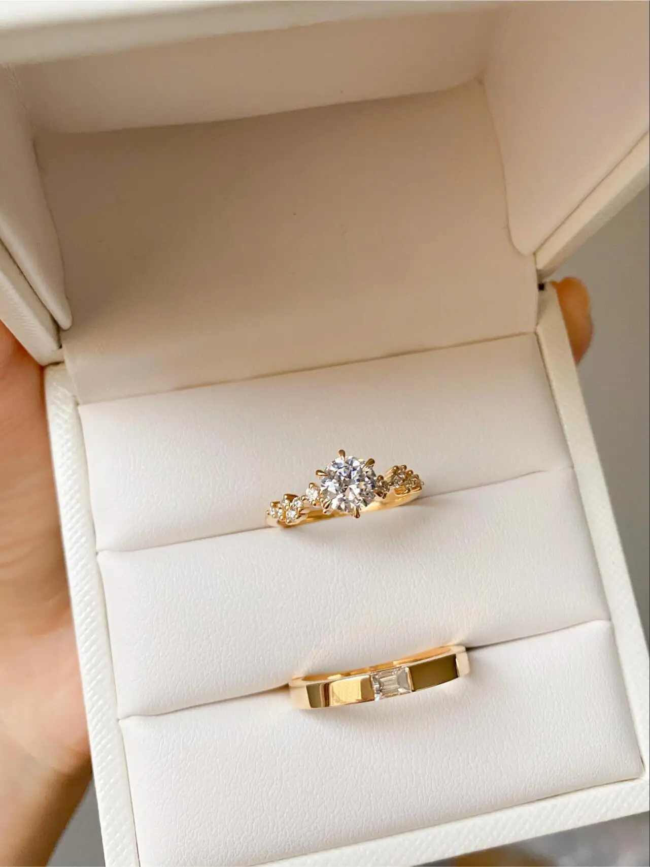 10K solid gold laboratory growth of diamond wedding ring couple ring 1CT female 0.2CT male engagement ring 18K gold custom