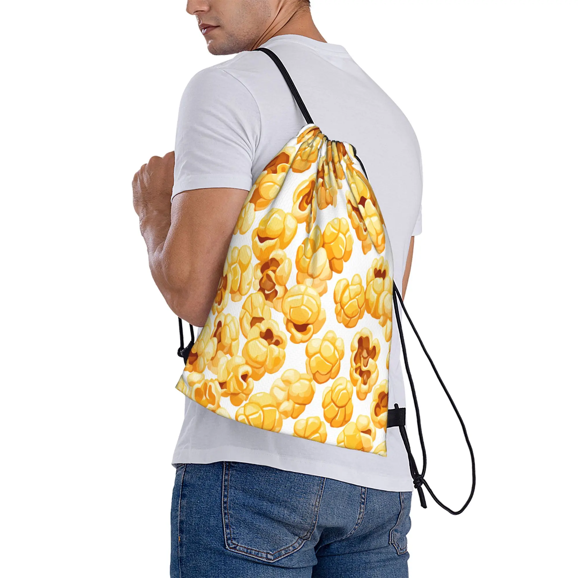 Popcorn-themed Drawstring Bag  Sports Yoga Couple BackpacksWater Resistant Minimalist Sackpack String Bags