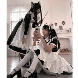 Plus Size Long Maid Costume Dress Unisex Clothing Men Women Anime Lolita Cosplay Suit Black and White Cute Japanese Style Outfit