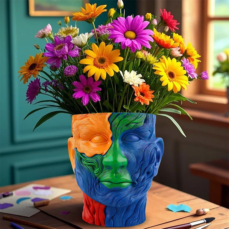 

15cm Fauvism Painting Flowerpot Planter Flower Abstract Facial Art Container Garden Outdoor Window Decoration Balcony Home Decor
