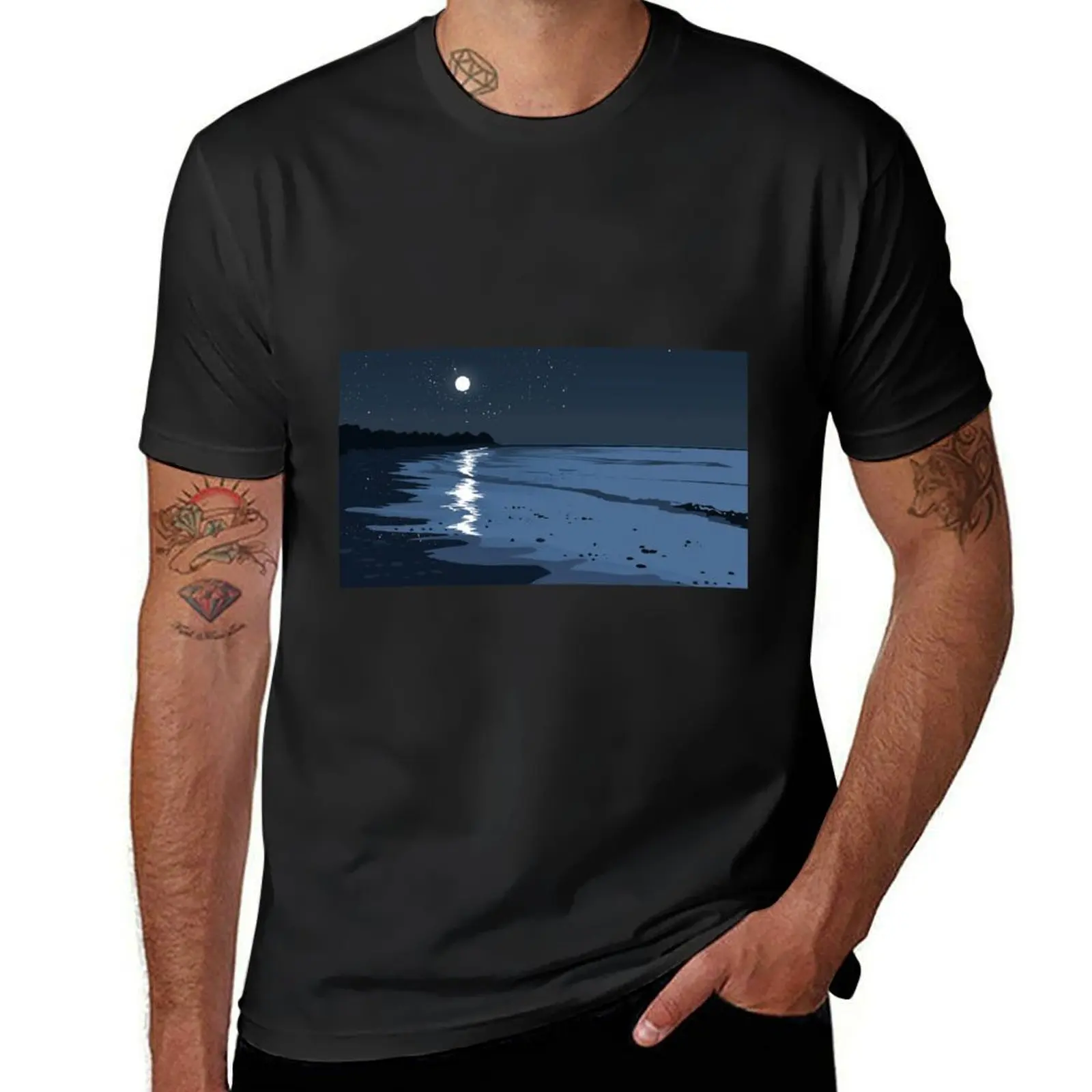 

Minimalism: At the Beach 08 (Night) T-Shirt for a boy tops customs design your own summer tops tshirts for men