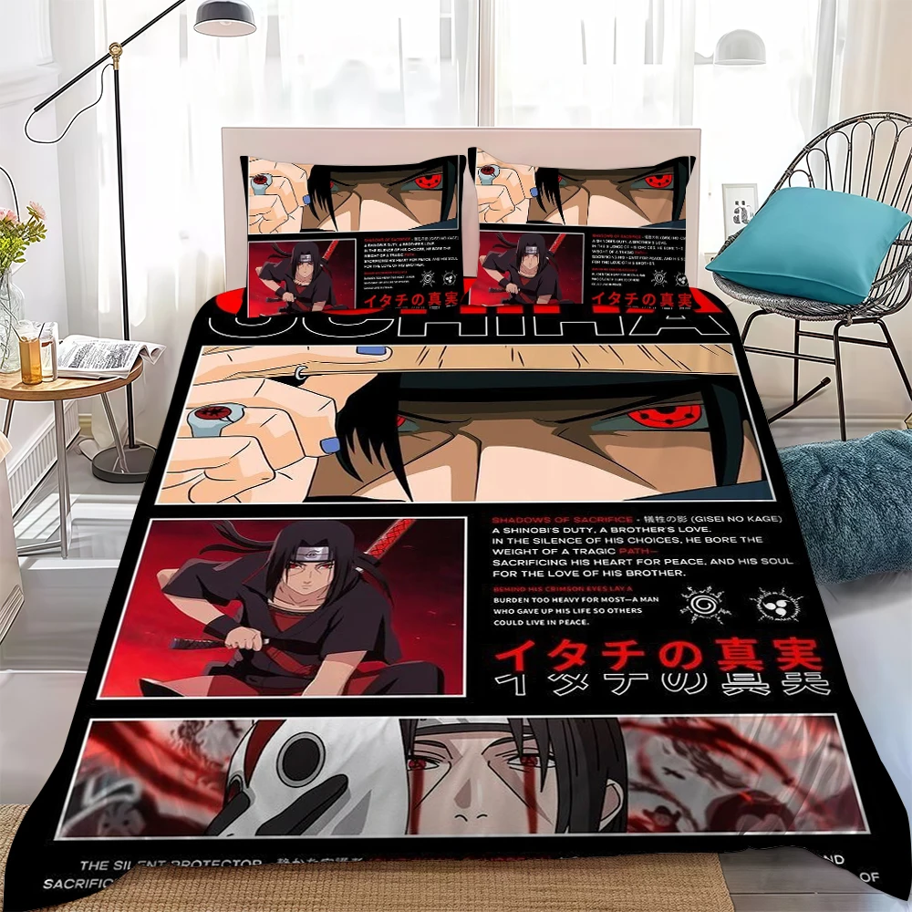 I-Itachi U-Uchiha Duvet Cover Set Home Style Bedding Soft Laundry Cotton Bed 3 Piece Set Student Dormitory Gift