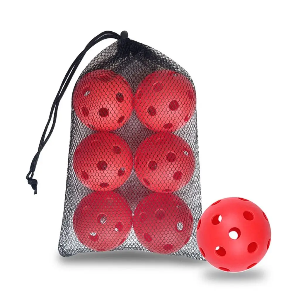 Airflow Hollow Indoor Pickleball Balls Storage Mesh Bag Colorful 26 Holes Pickleball Plastic High Bounce