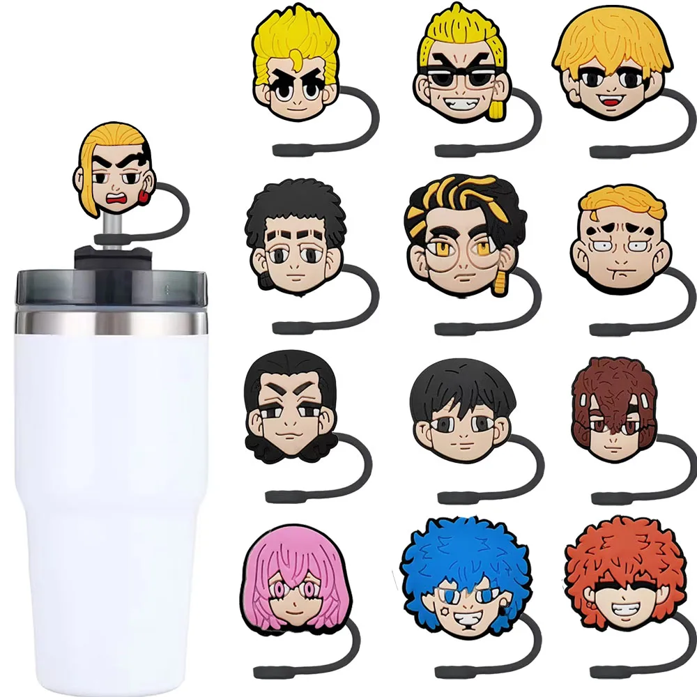 

16pcs Cartoon character straw cap Cartoon 10MM silicone drink straw plug reusable spill-proof drinking cup straw cap