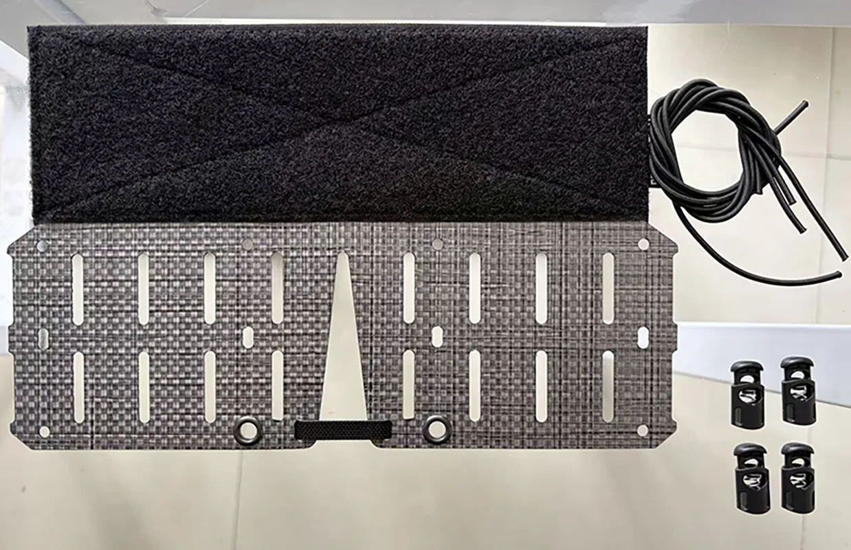 

Tactical vest featuring horizontally mounted side wings and an imported horizontal T-board