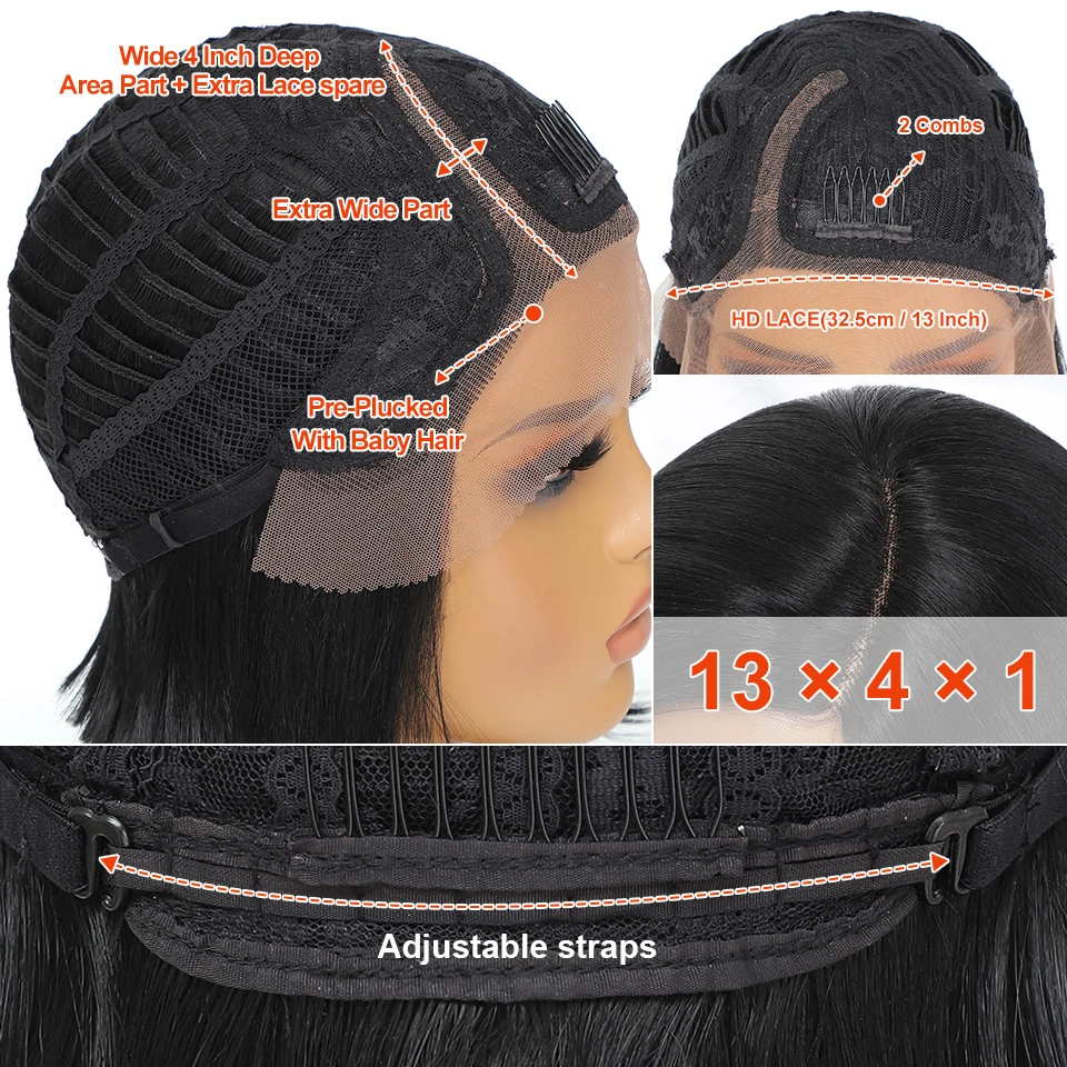 Wig renda depan Bob lurus pendek 10 inci sintetis untuk wanita Afrika T Part Lace Wig depan untuk Gadis Afro