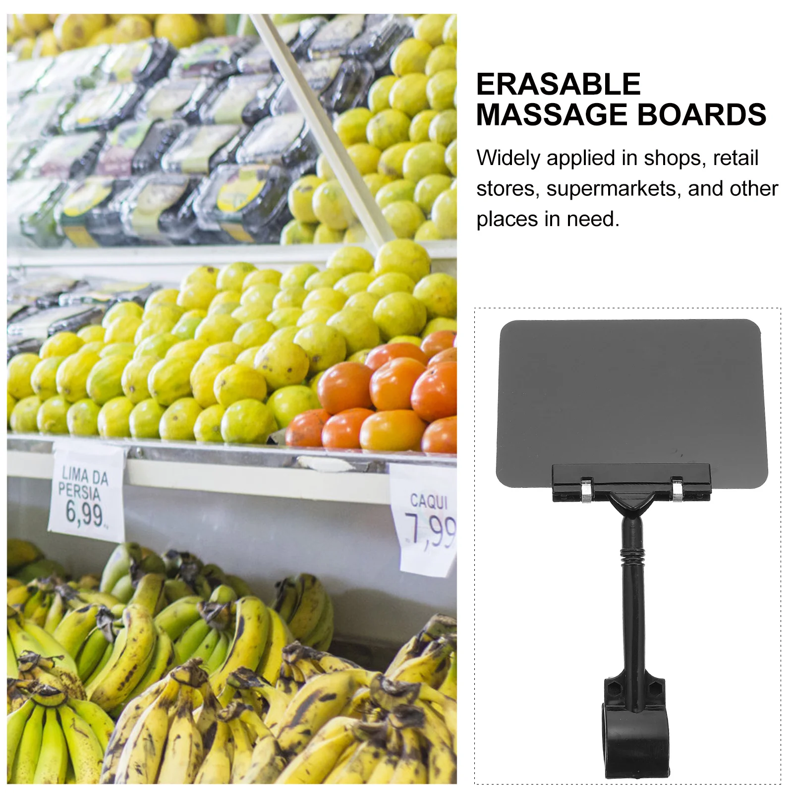 6 قطعة لوحات الأسعار قابل للمسح إعادة الكتابة العلامات السوداء البلاستيكية لسوبر ماركت متجر بيع بالتجزئة عرض الإعلان لوحات التدليك القابلة للمسح #4