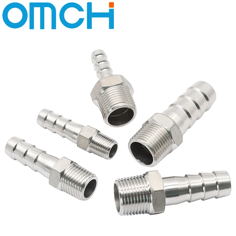 304 خرطوم الفولاذ المقاوم للصدأ اذع موصل 1/8 "1/4" 3/8 "1/2" BSP ذكر الموضوع وصلة أنابيب اذع خرطوم معبد اقتران الذيل موصل