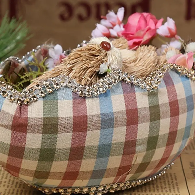 QX2E Artificial Straw Eggshell Easter Rabbit Figurines Woven Bunny Desktop Ornaments
