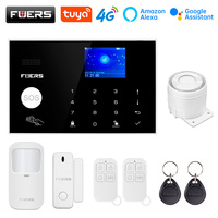 FUERS WIFI 4G Alarm System Wireless Home Burglar Security Alarm System Tuya APP Control Siren Motion Detector PIR Smoke Sensor
