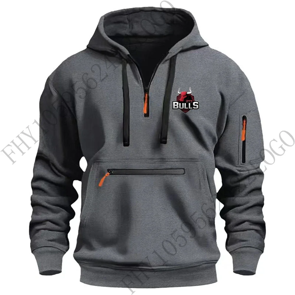 

Autumn and winter new men's casual sports pullover fashion hooded long sleeve zipper pocket hoodie loose European size coat