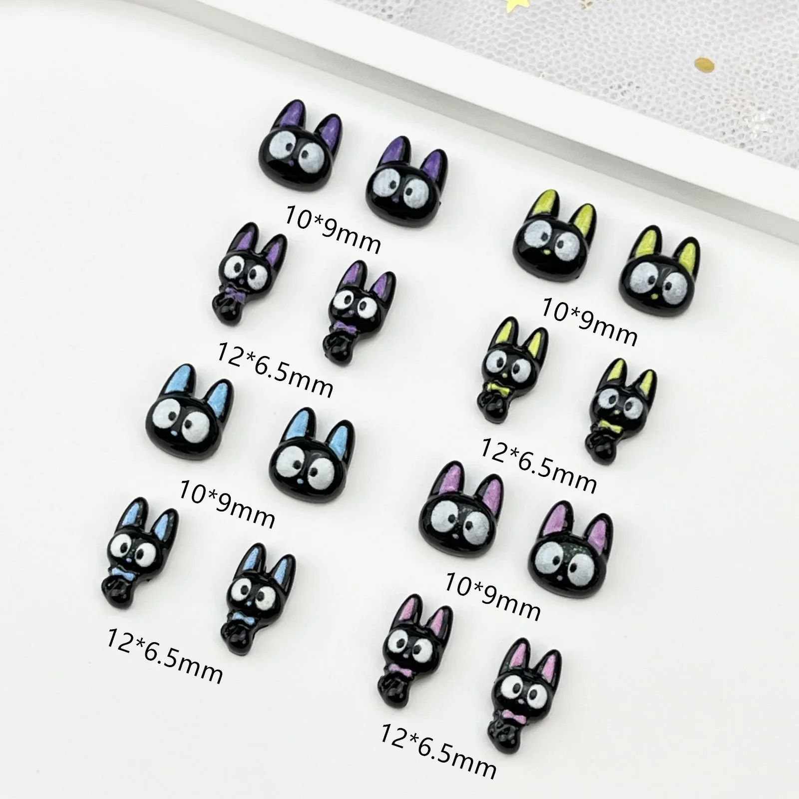 50pcs Resin Mini Colorful Cartoon Halloween Black Cat Flat back Figurines Nail Art DIY Scrapbooks Accessories Crafts