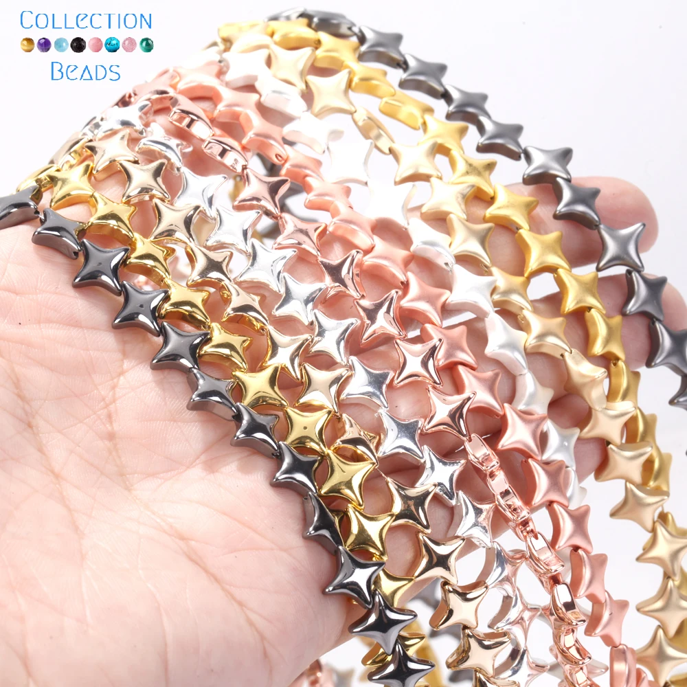 10mm Natural Stone Colorful Four-Pointed Star Hematite Loose Beads For Jewelry Making DIY Bracelet Accessories 15\