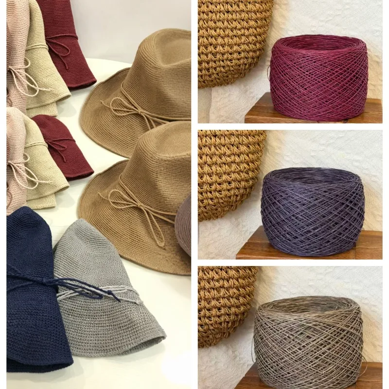 Hilo de Rafia de Algodón Extra Fino de 250g para Tejer a Mano, Ganchillo, Sombreros de Verano, Bolsos, Posavasos, Decoración, Manualidades, Hilo Suave Rojo