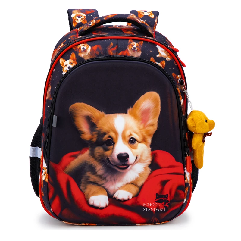 Orthopedic School Backpack For Boys Dog 3D Folded Primary School Grade 1-3 Students Bags Kids Satchels Bookbag 7-9Y