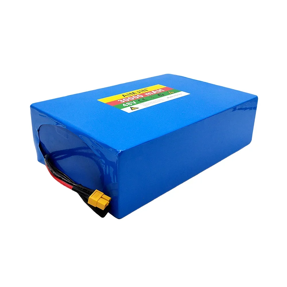 Bateria de lítio com carregador, 18650, 13S8P, 1000W, 48V, 30000mAh, 50A, BMS, T-Plug