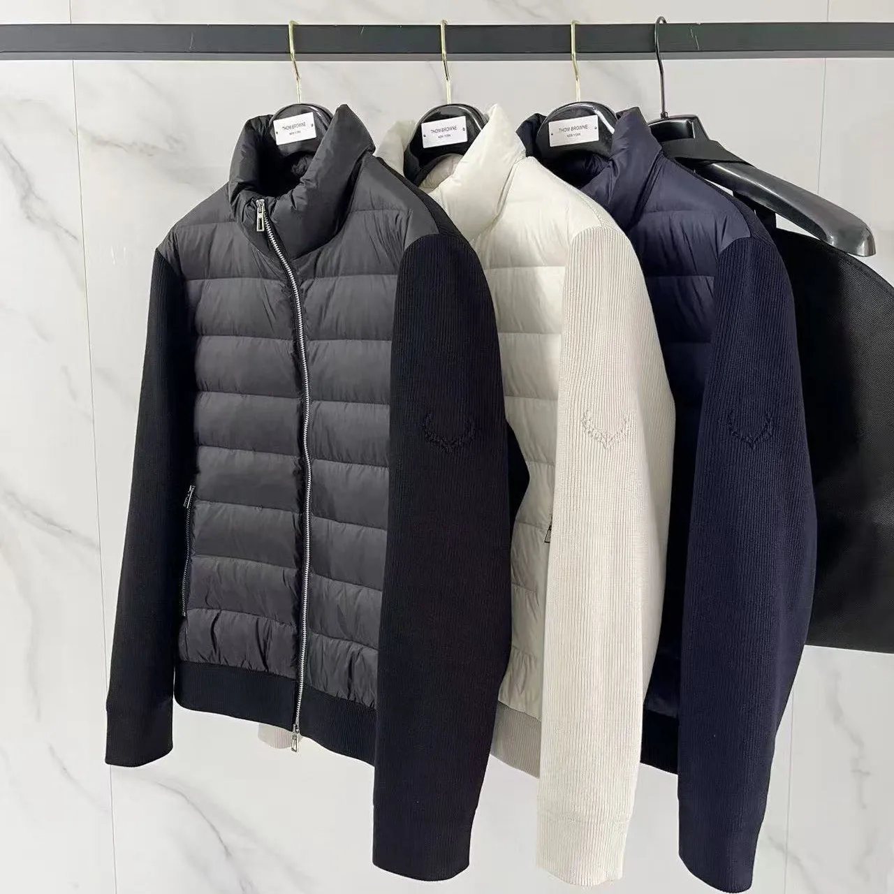 

Italian LP old money style men's knitted splicing down jacket