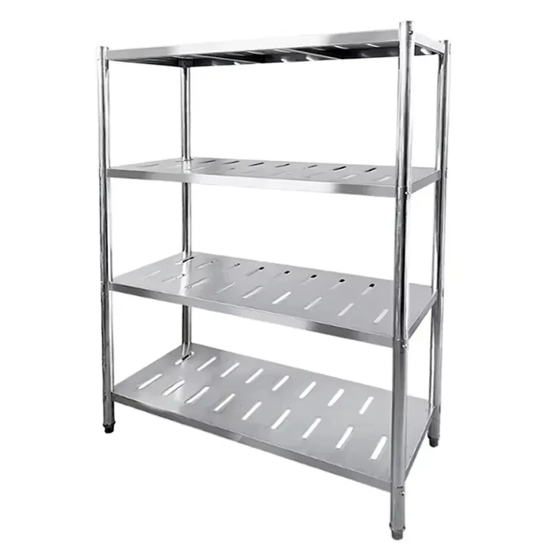 4 Layer Stainless Steel Mesh Shelf for Commercial Kitchen Restaurant Hotel Home Metal Storage Rack
