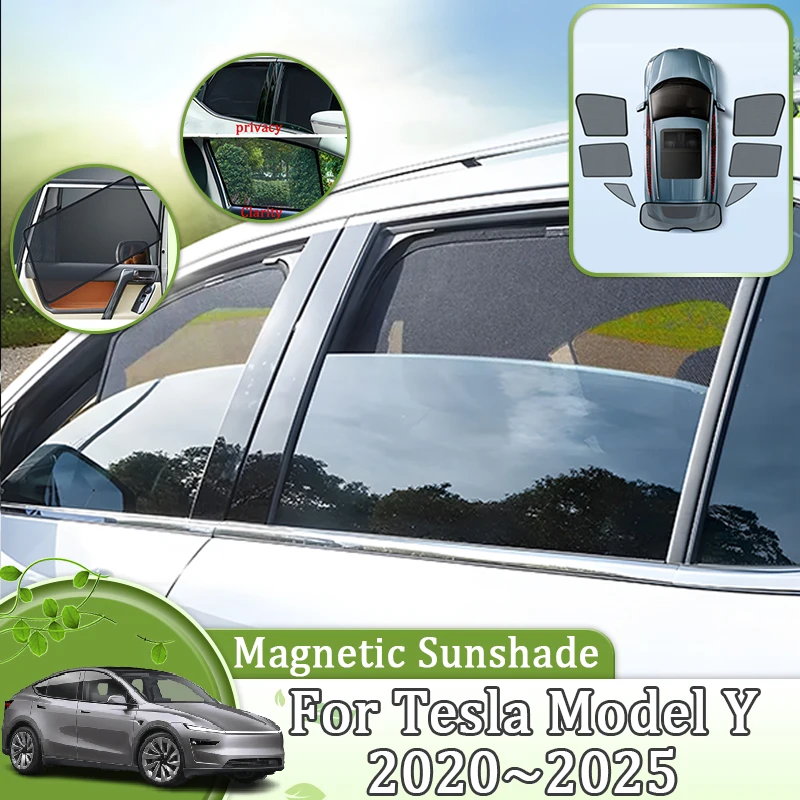

Magnetic Sunshield Mesh Sunshades For Tesla Model Y 2020 2021 2022 2023 2024 2025 Sun Visors Protection Anti-UV Auto Accessories