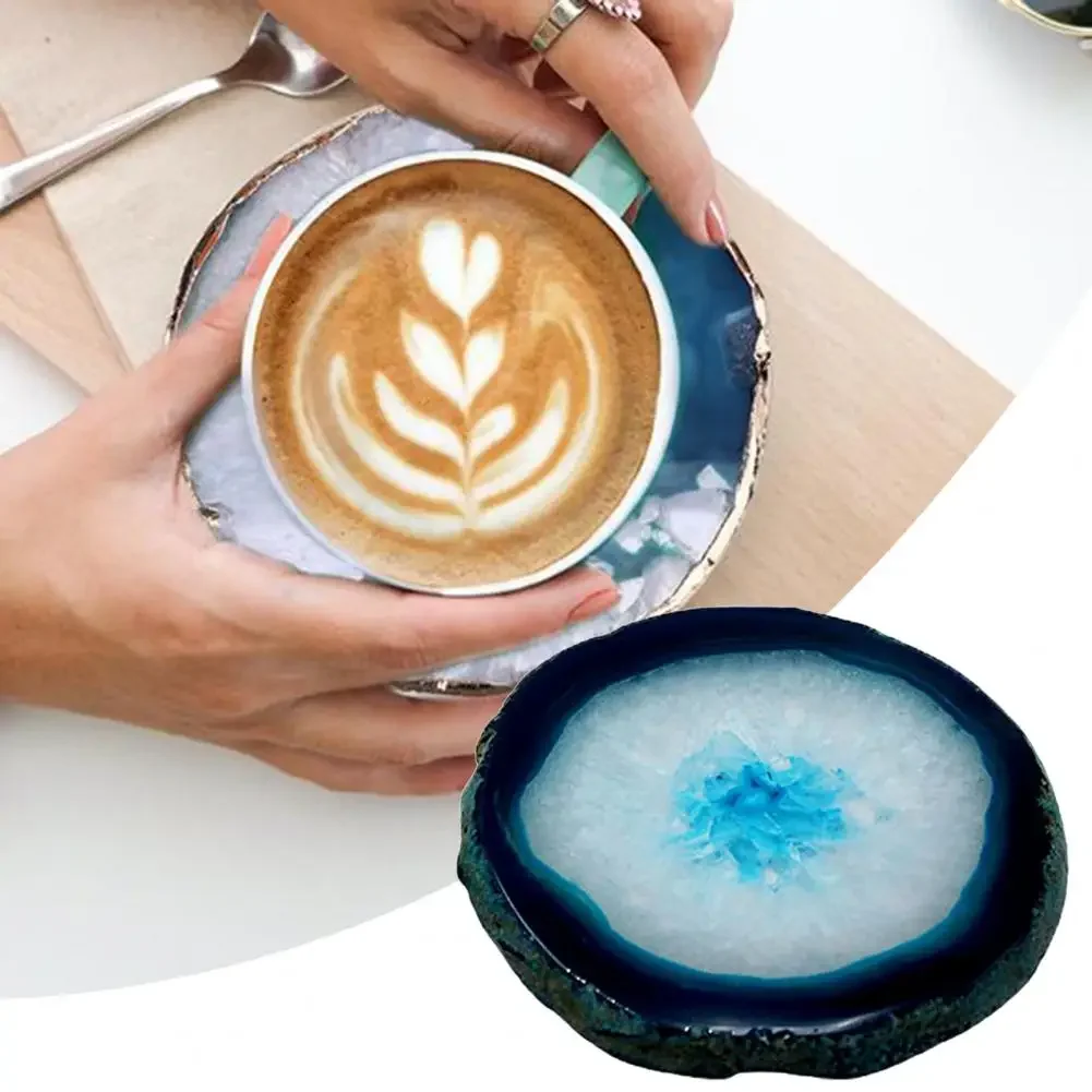 Cup Coaster Natural Agate Nail Color Palette Table Mat Protective Placemat Holder Heat Insulation Pads Nails Art Display Shelf