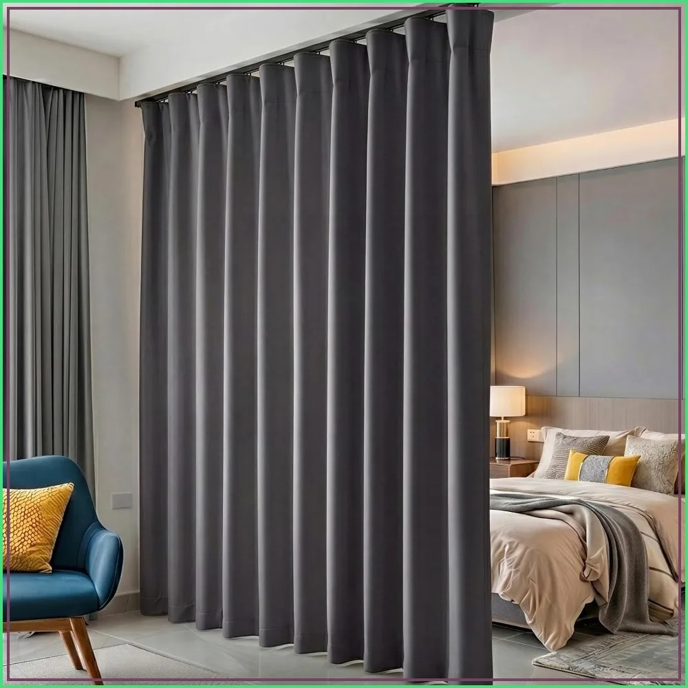 Blackout Curtains for Bedroom Living Room Ceiling Door, Room Darkening Gery Drape 1 Panel W52 x L84