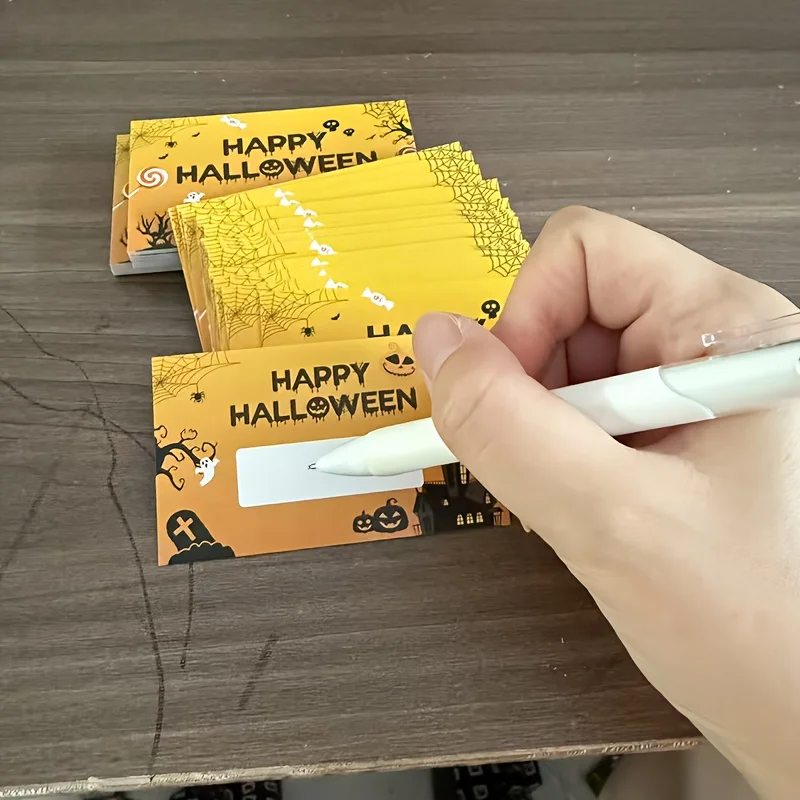 30/50sheets Party Scratch Cards,Gift Lottery Tickets,Happy Halloween with Pumpkin,Bat,Spider Design for Family Gathering Lottery view 2