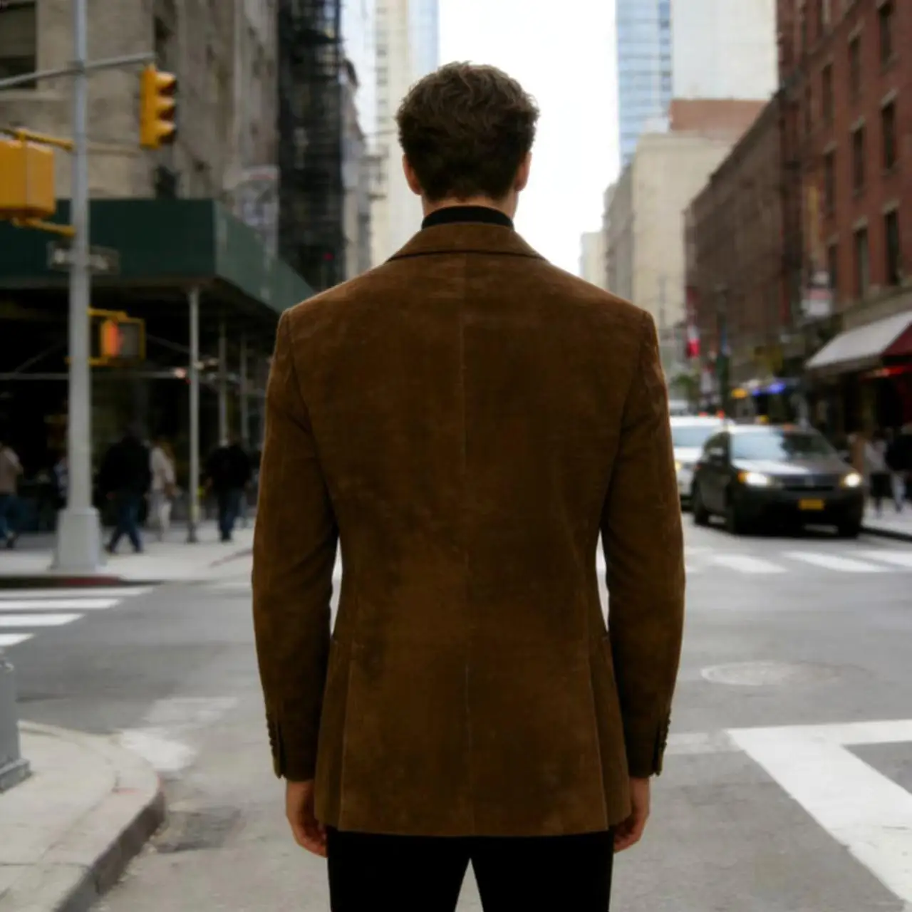 Elegant Men's Suede Blazer Notch Lapel Slim Fit Formal Casual Suit Jacket Luxury Business Wedding Daily Wear Party