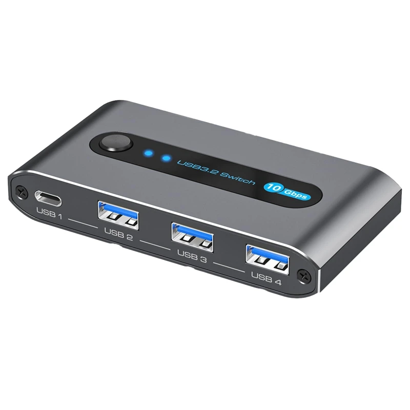 B62B-10Gbps USB 3.2 Switch USB C Switch,4 Port USB Switcher For PC Laptop Share Keyboard Mouse Supports USB C Input