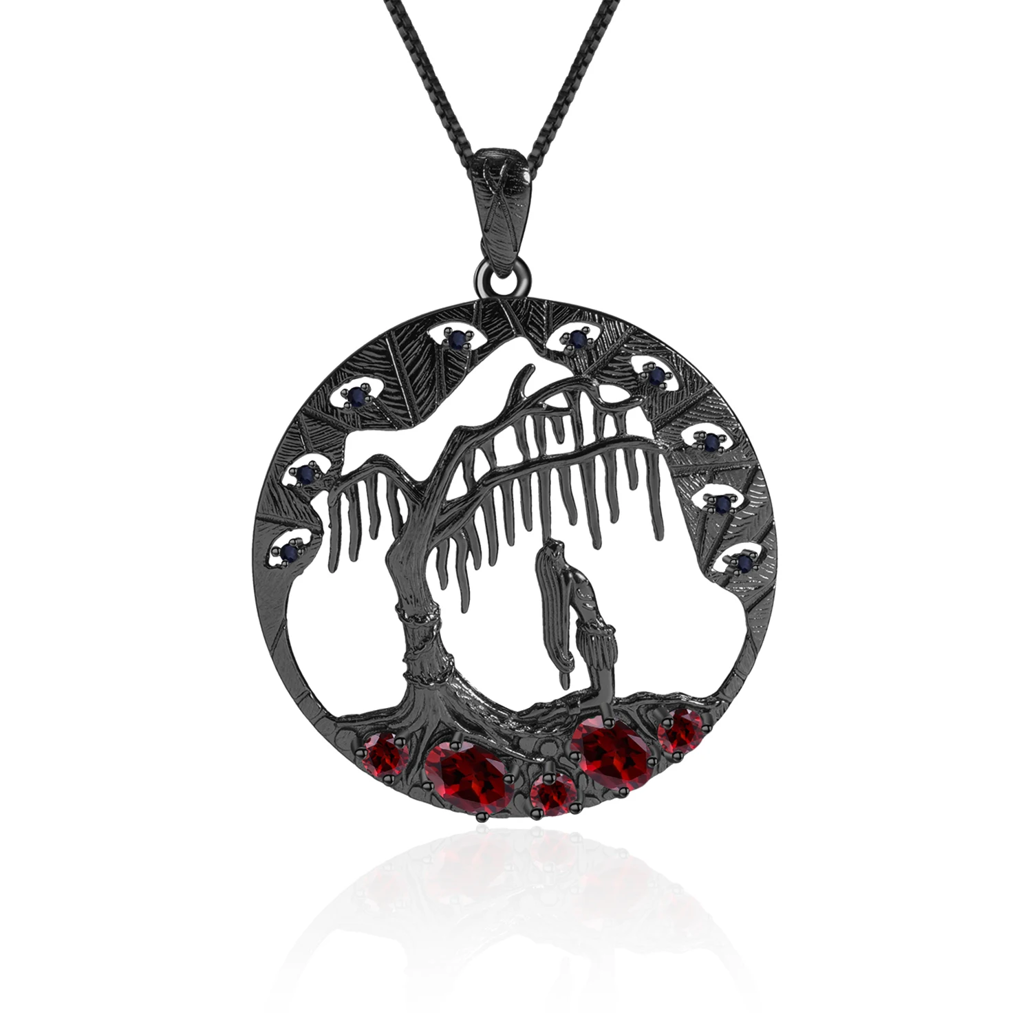 

Abiding Custom Fine Jewellery 925 Sterling Silver Pendant Halloween Jewelry Natural Red Garnet Stone Necklace Pendant