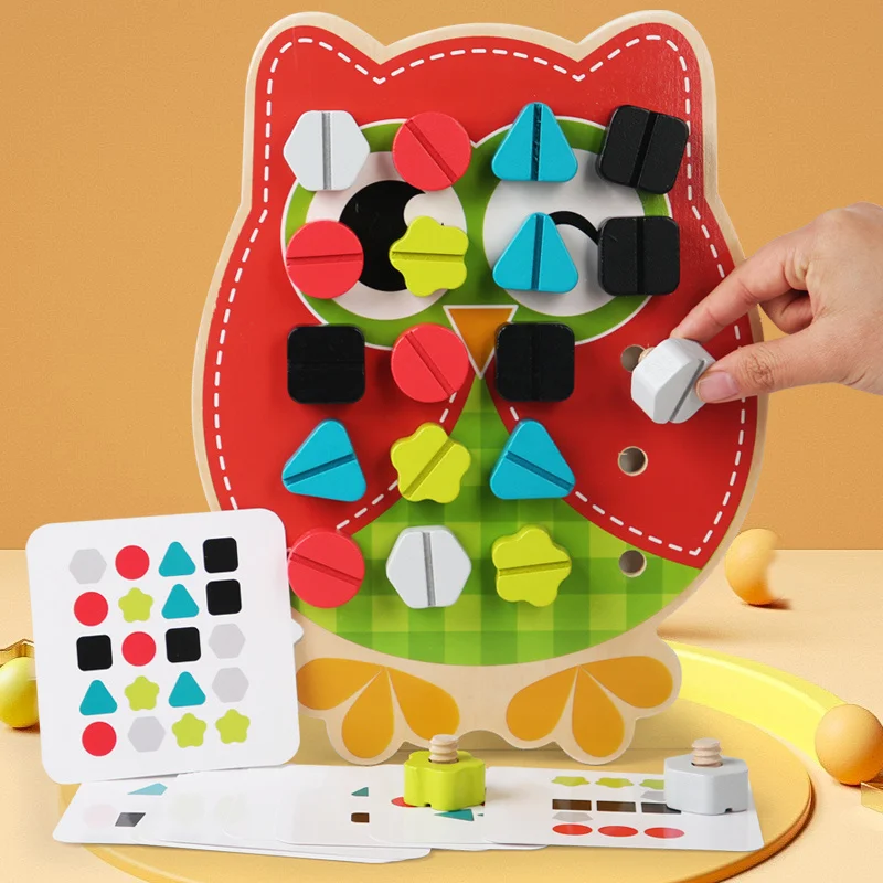 Assemblage d'écrou à vis en bois, activité de jouets, puzzle en bois, jouets empilables, ensemble de jouets de blocage, cadeau parfait pour les enfants