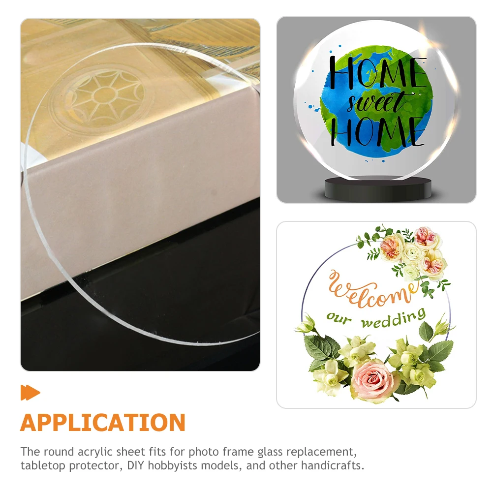 

Disc Round Clear Sheet Transparent Circle Plate Replacement Glass for Photo Frame Table Protector DIY Crafts Model Making