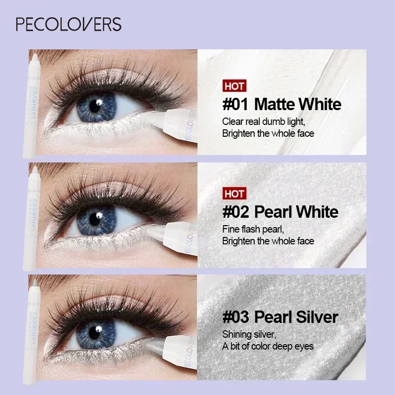 Glitter Highlighter Pen Pearlescent Lying Silkworm Pencil Waterproof Long-lasting Brightening Eyes Stick White Silver Eye Makeup