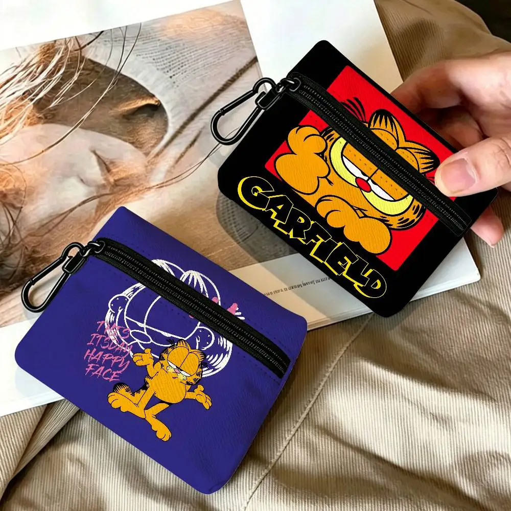 G-Garfield Lazy-Witty Waterproof Oxford Cloth Zipper Wallet Portable Hanging Small Coin Purse For Travel