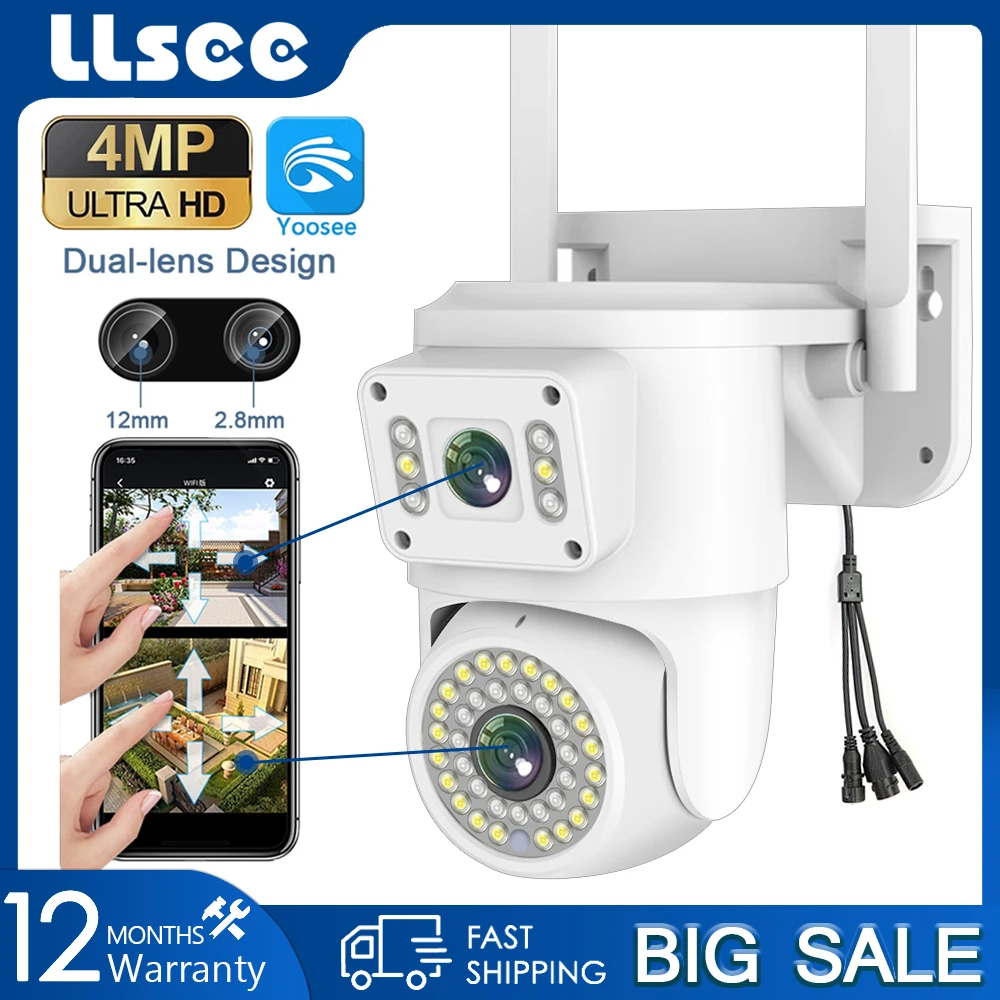 LLSEE, 4MP,2K CCTV camera WIFI, wireless camera Yoosee, PTZ outdoor IP security camera, color night vision, AI tracking，ONVIF