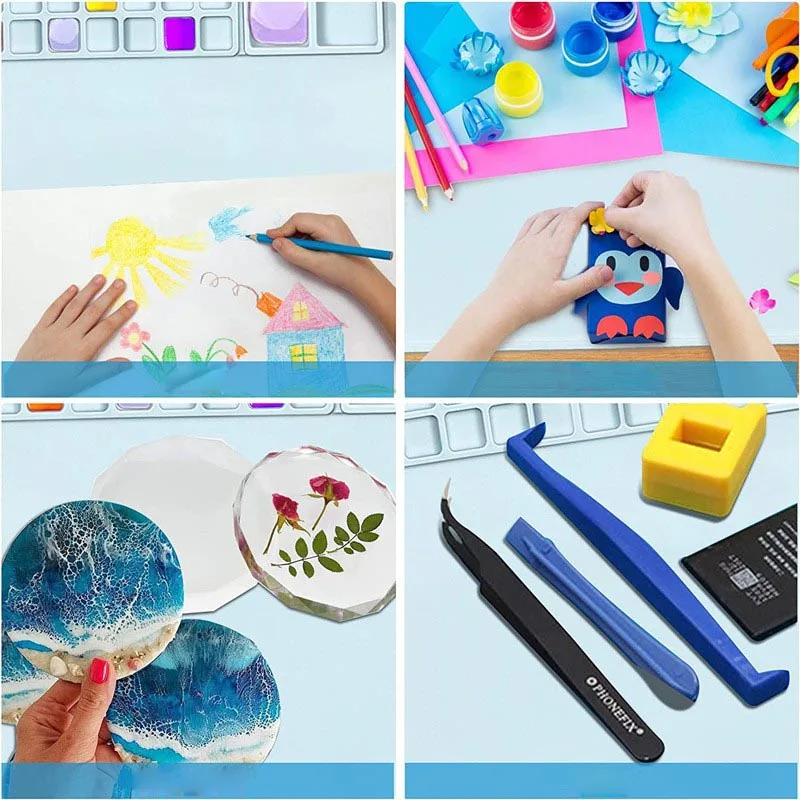 Set di tappetini per pittura in silicone Tavolo da disegno per bambini Giocattolo fai da te Tappetino per graffiti multifunzionale Tavolozza per acquerello lavabile Regalo per bambini artigianale