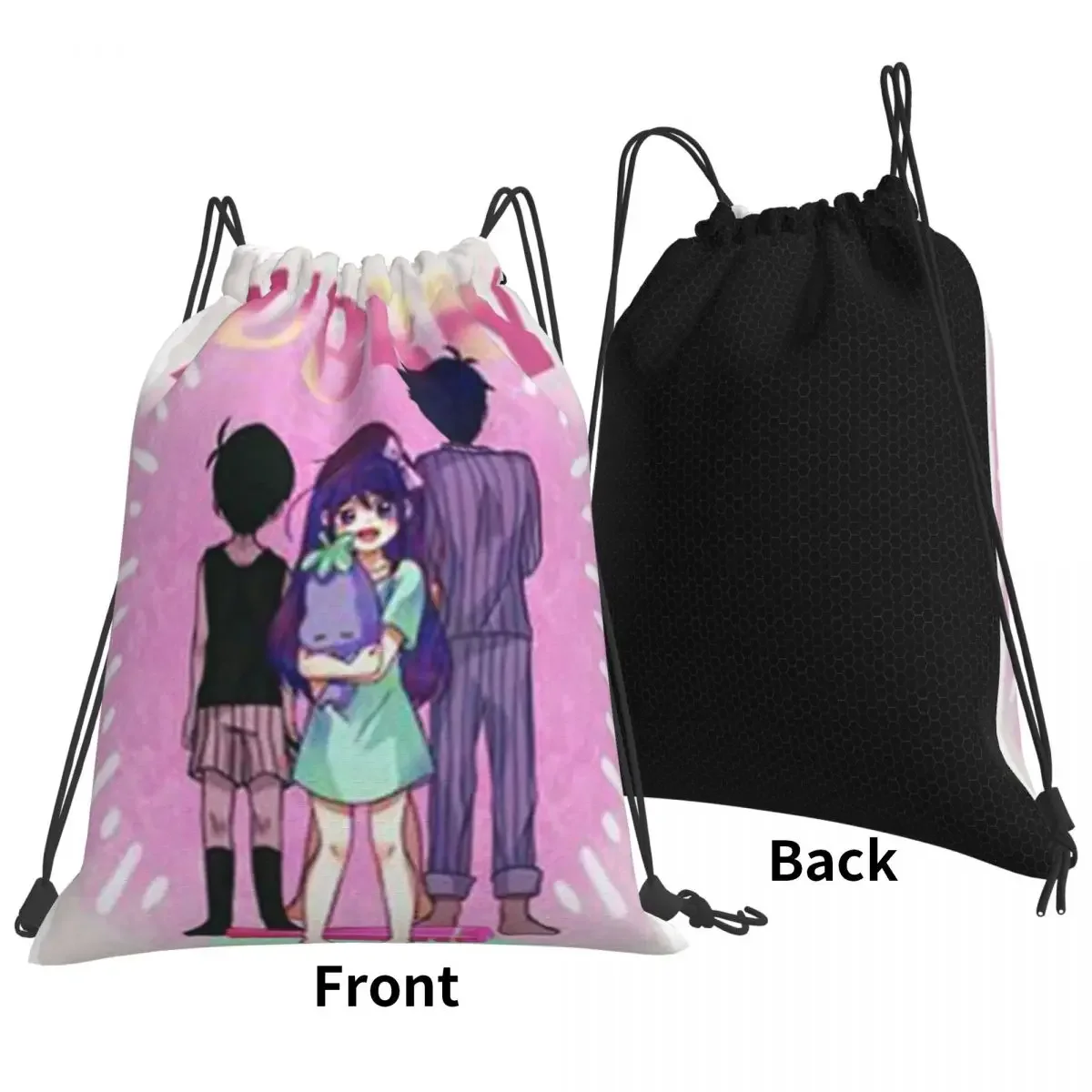 Omori-mochila de Anime para videojuegos, bolso informal con cordón, portátil, con bolsillo para zapatos, para la escuela y viajes