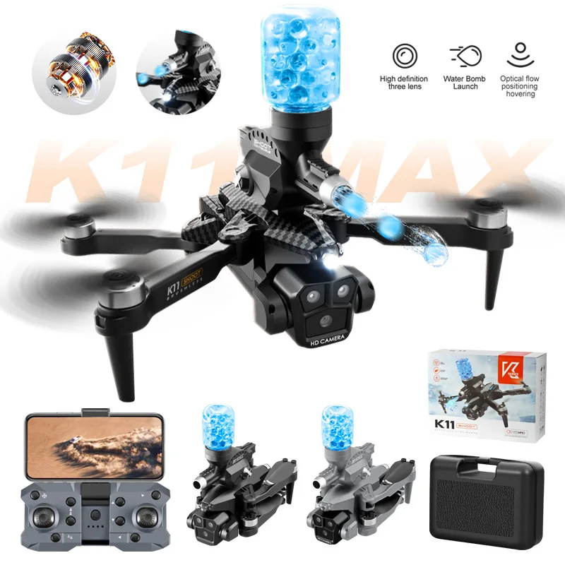 K11 Max Drone with Optical Flow, Triple Camera, Brushless Motor, Water Balloons, RC Quadcopter